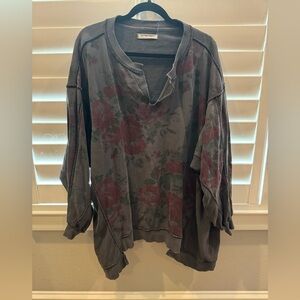Free People Extra Small Floral Sweater Tunic Oversized